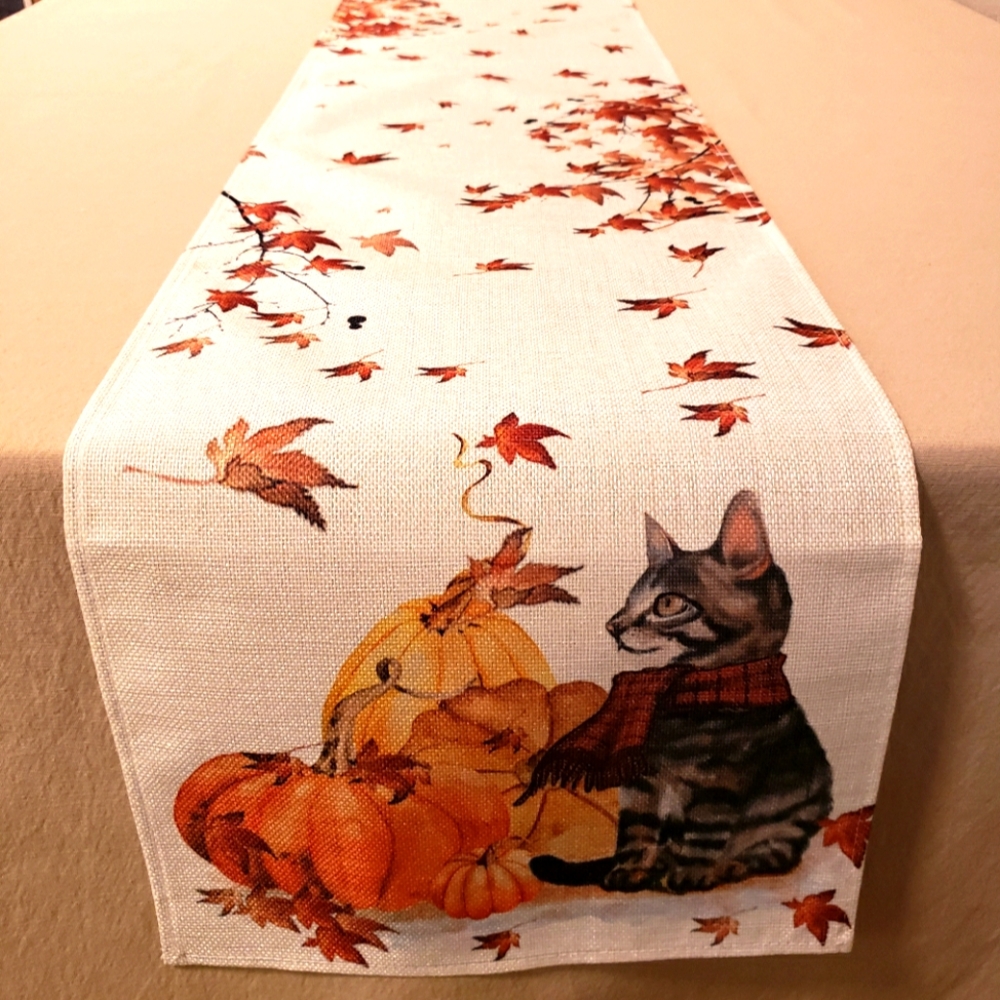 AUTUMN CAT TABLE RUNNER - Picture 5 of 6